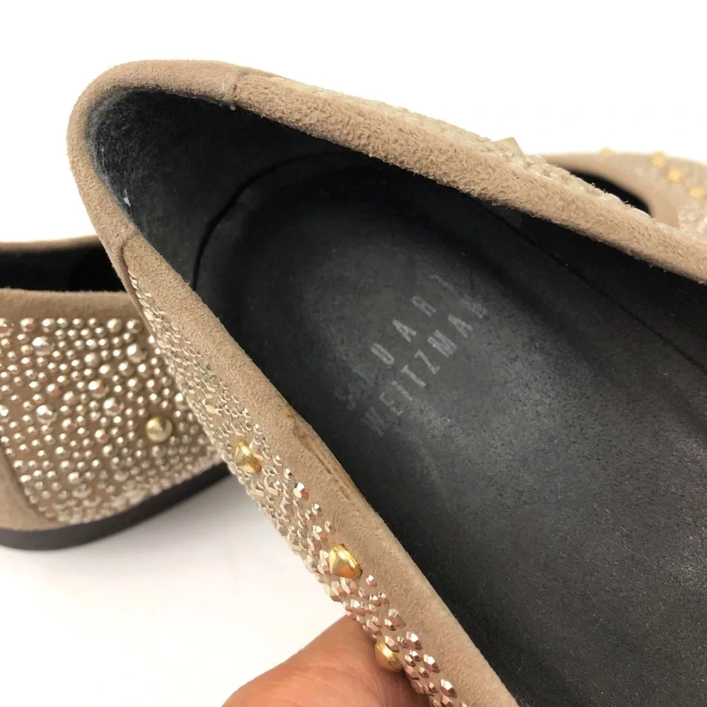 Stuart Weitzman Nubeads Studded Suede Ballet Flats